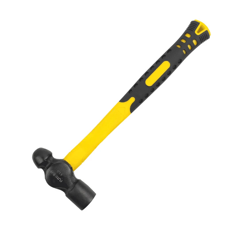 Round head hammer ball hammer rubber handle nail, high carbon steel escape safety hammer brick and stone manual tool