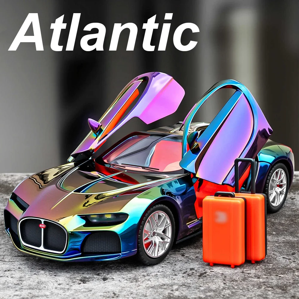 

1:24 Atlantic Vision GT Alloy Diecast Model Toy Sport Car with Rubber Tire Pull Back Front Wheel Steering Vehices Christmas Gift