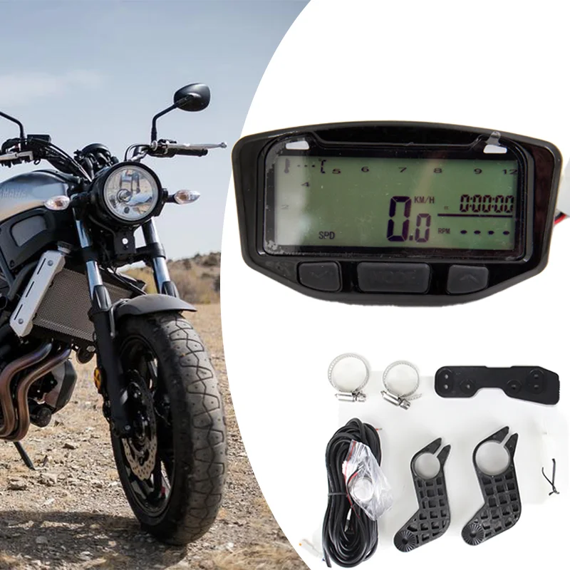 Digital Motorcycle Steam Speedometer Dashboard Calculator For Yamaha Kawasaki KTM Suauki Temperature Marker