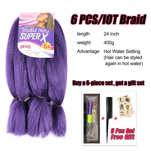 Extensiones de cabello trenzado Jumbo ombré preestirado sintético Rumi para mujeres y niños, 6 unids/lote, pelo de ganchillo, juego de agua caliente Kanekalon