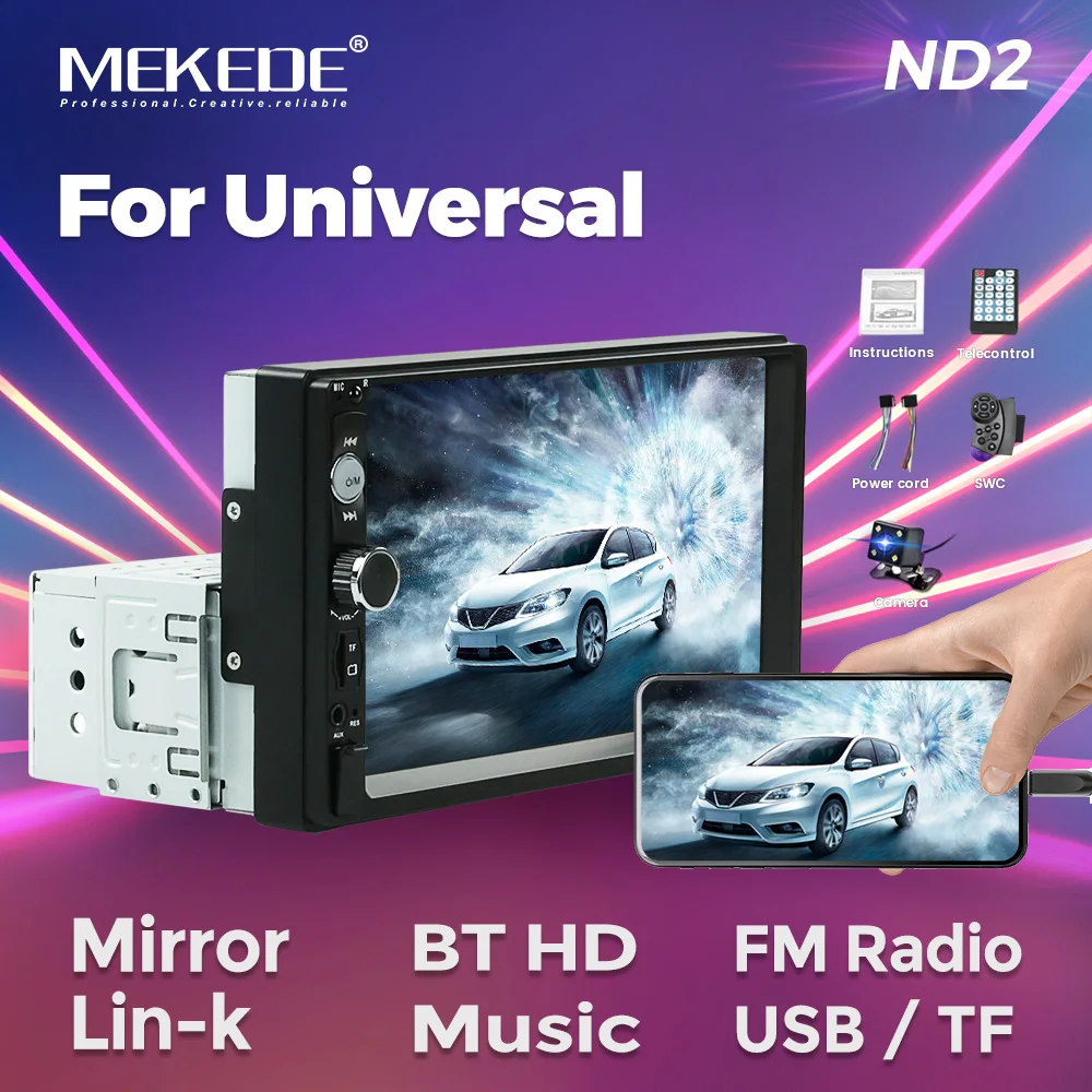 

MEKEDE 7 Inch 1 Din MP5 Player For Universal Car Radio Multimedia HD Touch Screen Stereo Mirror Link Camera SWC FM USB BT TF AUX