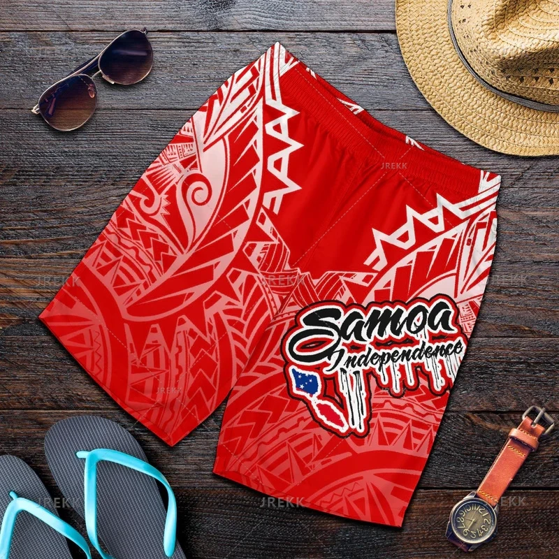 New Harajuku 3D Samoa Emblem Print Beach Shorts Fashion Streetwear Board Shorts Unisex Cool Swimming Shorts For Men Swim Trunks