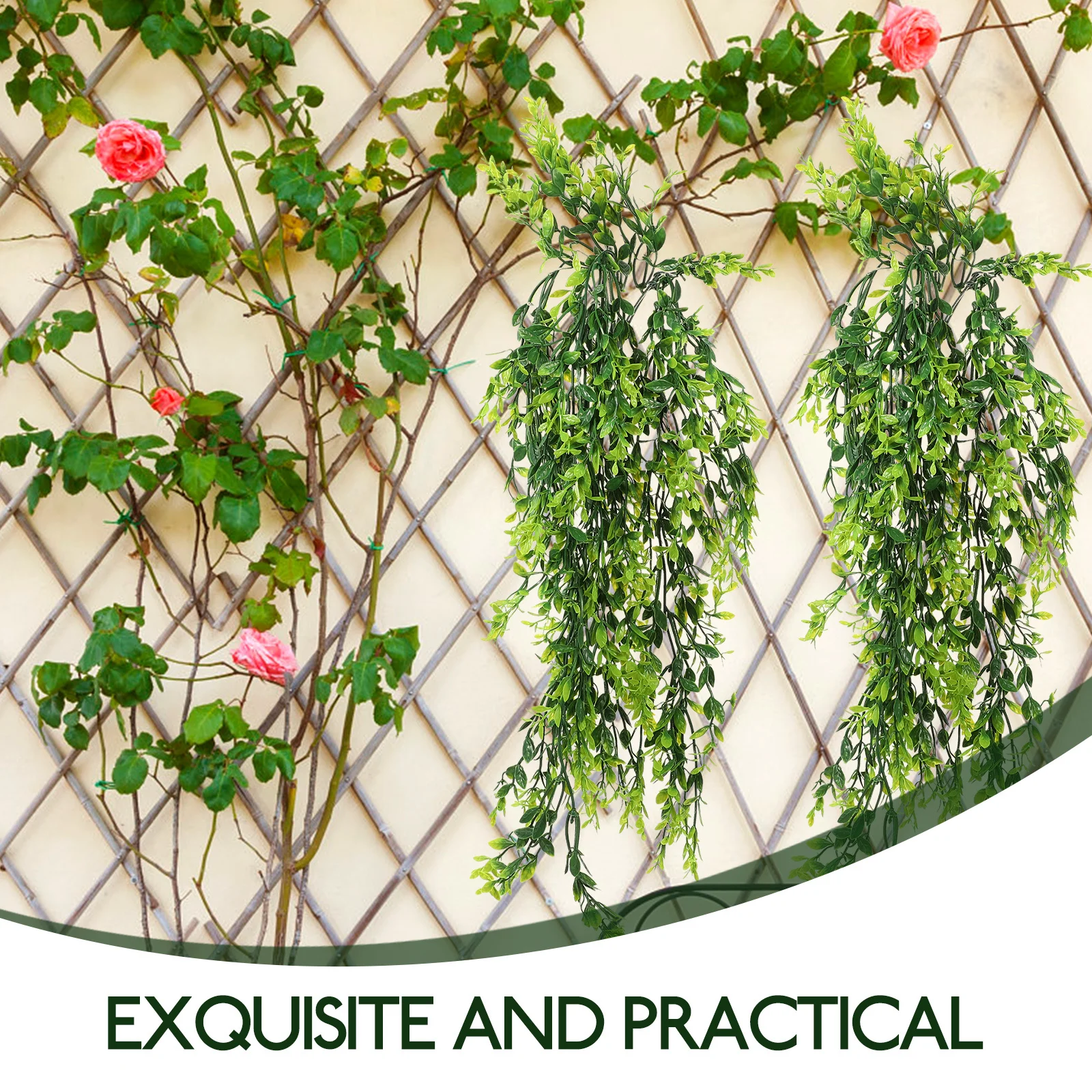

2Pcs Artificial Hanging Wall Plant Simulation Rattan Leaf Decorative Indoor Living Room Bedroom Wall Decor Fake Vine Photography