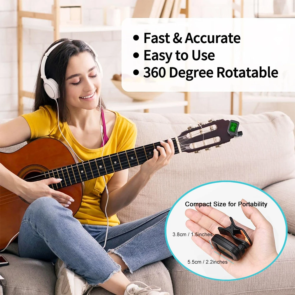 JUSTPRO 2 Pack Guitar Tuner Electronic Acoustic Violin Ukulele Bass - Stringed Instrument Musical Accessories