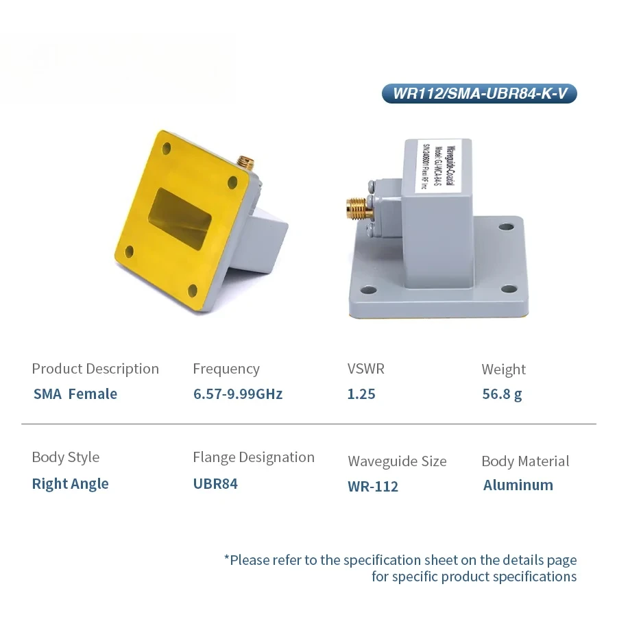 WR-112 To for SMA Female Right Angle Waveguide To Coax Adapters 6.57-9.99GHz UBR84 Flange Telecom Parts