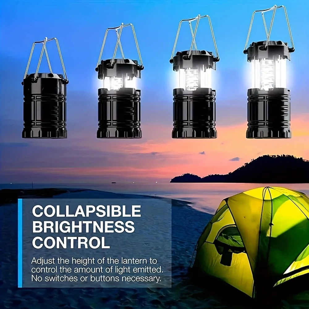 1/ 2/ 4pcs Portable Battery Powered LED Camping Lantern Foldable Lantern Vintage Night Light Outdoor Camping Fishing