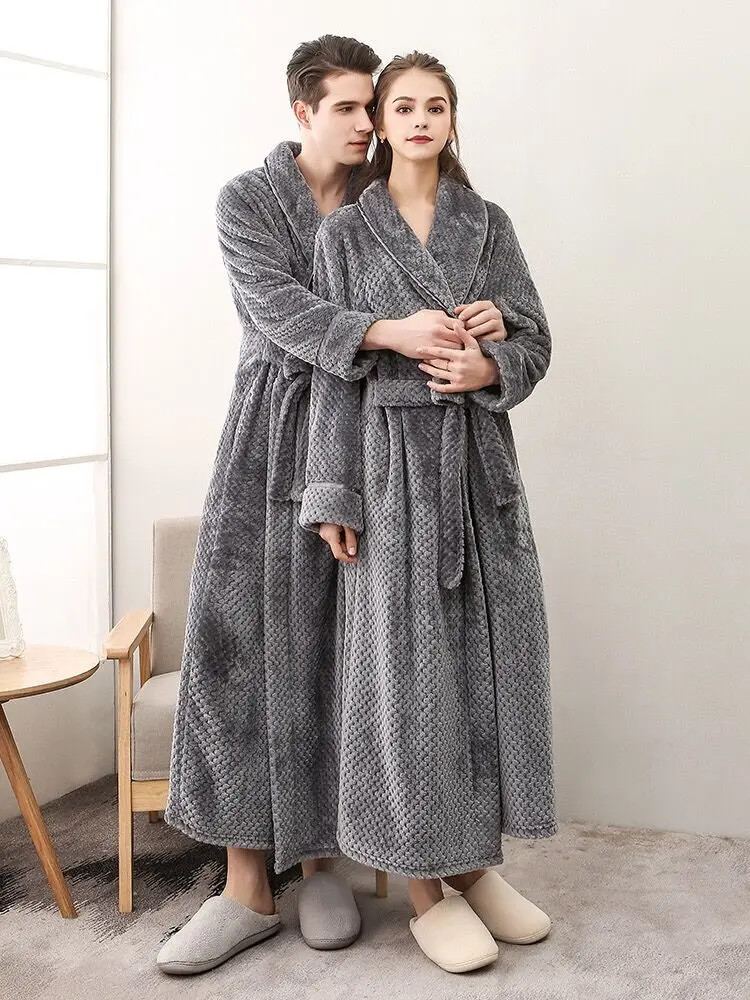 Winter Men Warm Bathrobes Lovers Couples Robes Flannel Casual Luxury Homewear Wedding Bride Bridegroom Trendy Thicken Sleepwear