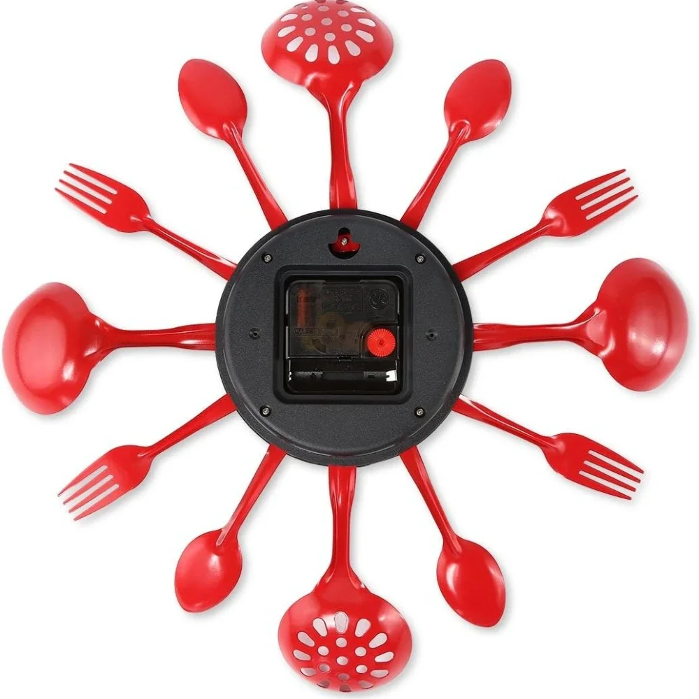 Tableware Art Wall Clock ，Creative Fork and Spoon Dining Room Wall Clock ，Modern Home Decoration Living Room Kitchen Wall Watch