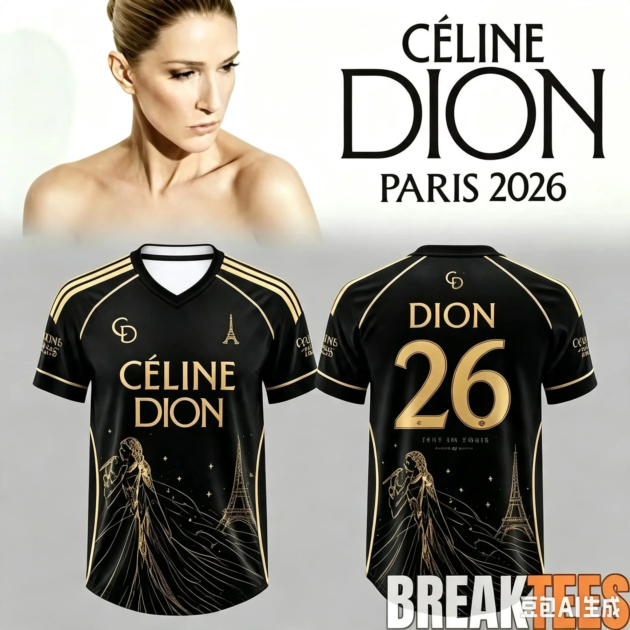 Neues Celine Dion Paris 2026 Fan-Tour-Geschenk Schnelltrocknendes T-Shirt für Männer und Frauen 2026 Neues Herren-T-Shirt Streetwear Tees Familien-Matching – Detail 3