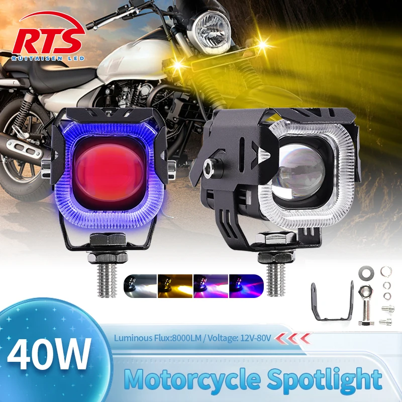 

Motorcycle Devil Eye Daytime Light Mini Spotlight High Power Bright Aluminum Auxiliary Headlight High/Low Beam Fog Light