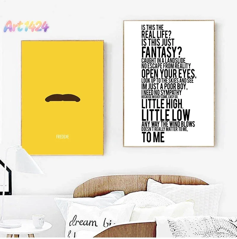 (No frame)1pcsQueen Band Freddie Mercury Posters Print Bohemian Rhapsody Canvas Painting Art Pictures Hip Hop Wall Decoration