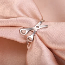 Unift Hairstyle Scissors Rings Stainless Steel Ring Jewelry Hairdressers Barbershop Graduation Accessories Women Men Trendy 2025