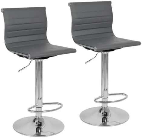 Swivel  Stools Set of 2, Counter Height  Stools with Back Support, Leather  Stools with Adjustable Height.  Stools for Kitchen I