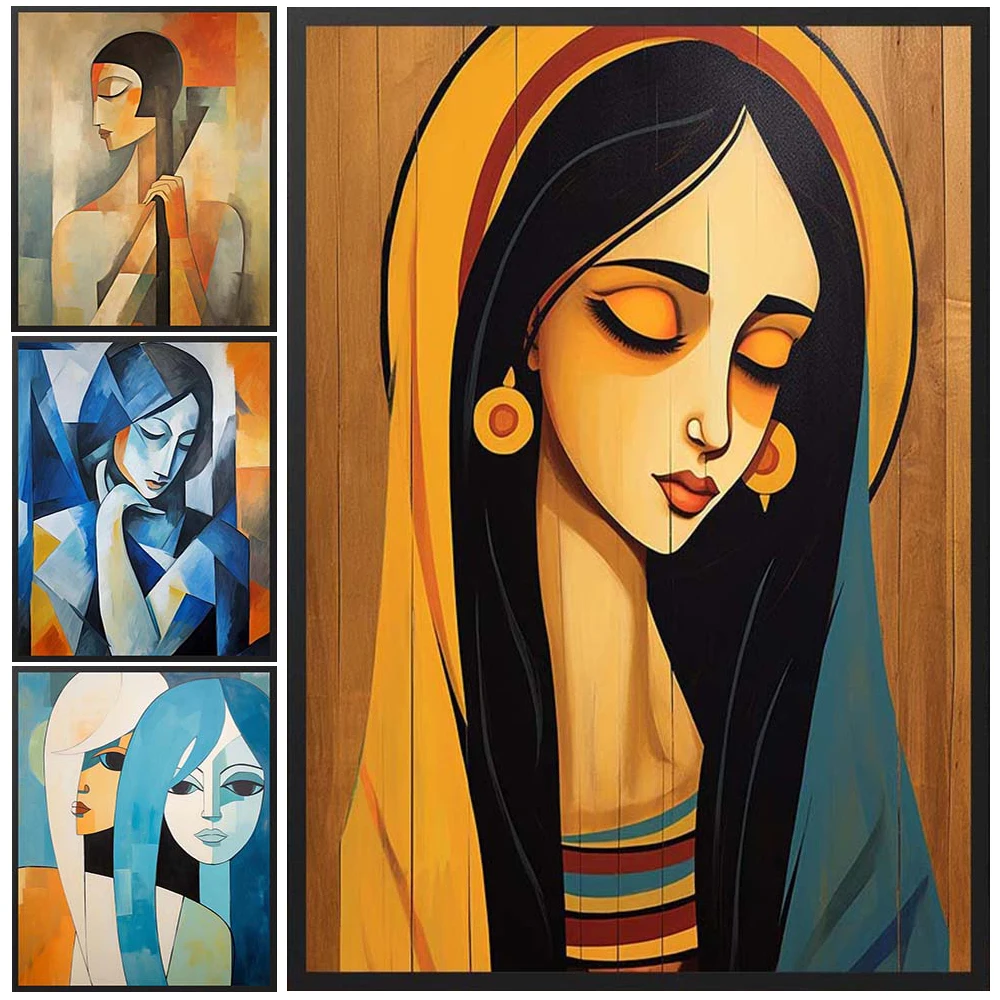 

Abstract Girl Woman Portrait Modern Poster Wall Art Canvas Painting Posters Home Decor Wall Pictures For Living Room Unframed