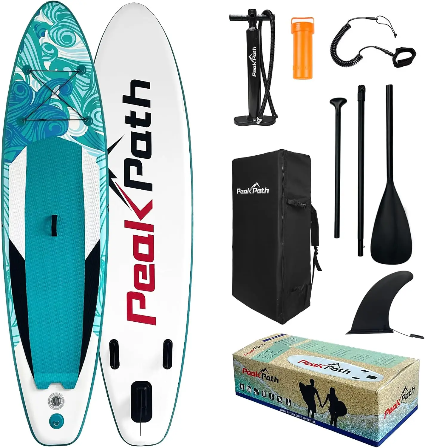 Inflável Stand Up Paddle Board, Premium SUP Acessórios e Saco, Bottom Fin para Paddle, Surf Control,Non-Slip Deck, 6 "Thick