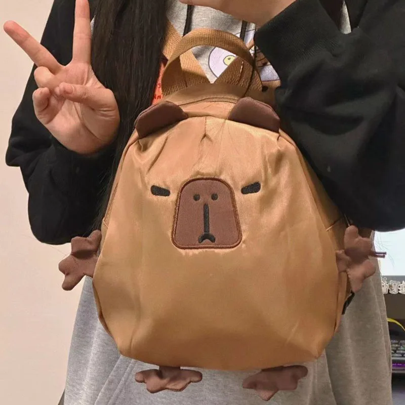 Kawaii Capybara Backpack Cute Cartoon Anime Silly Cute Pufferfish Creative Embroidery Patchwork Student Backpack Toys Girl Gifts