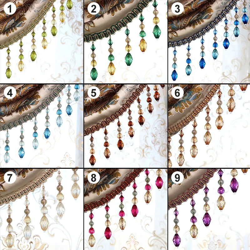 1 Meter Crystal Beads Curtain Lace Trims Tassel Curtain Macrame  DIY Sewing Stage Sofa Lamp Decor Lace Ribbon Curtain Accessory