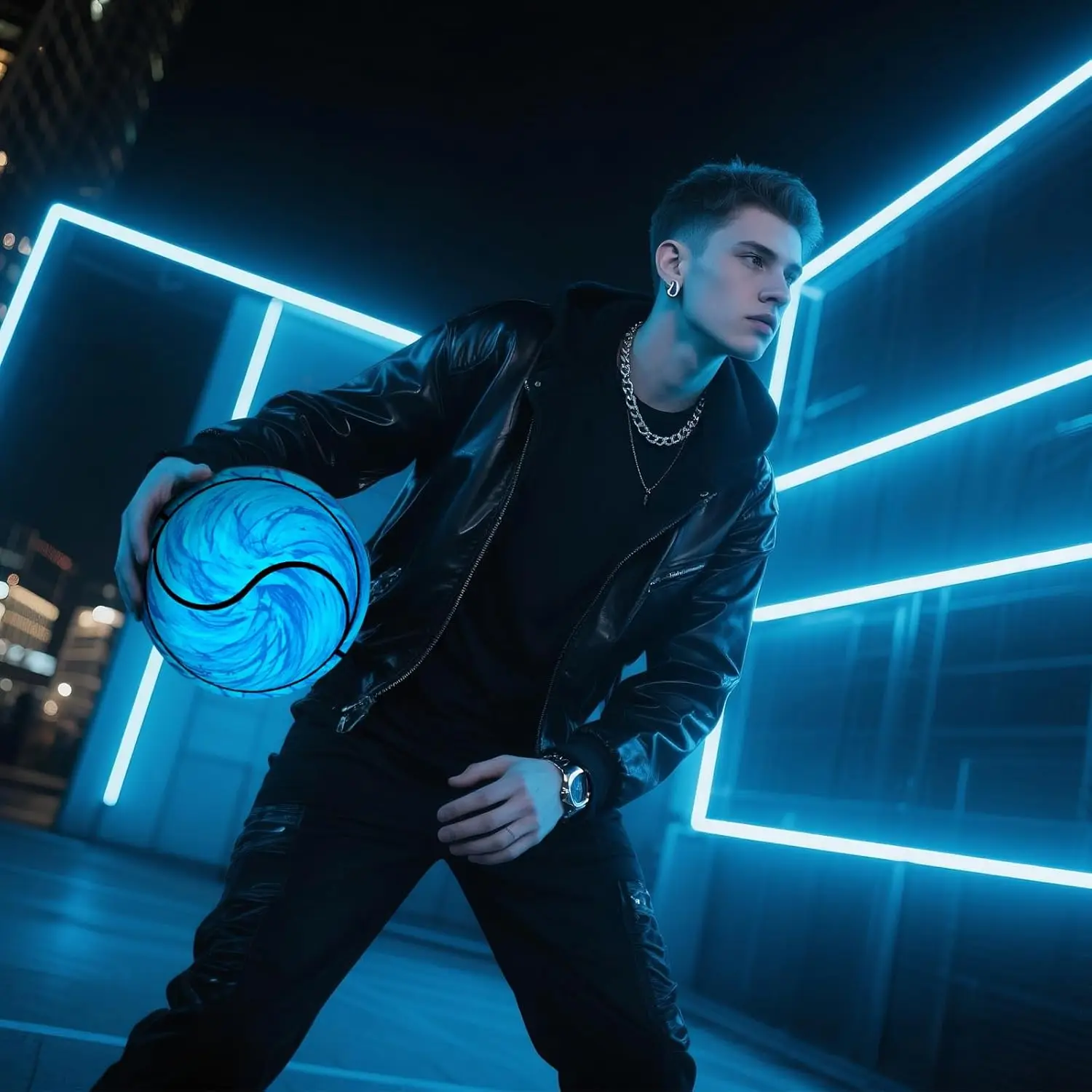 ลูกบาสเก็ตบอลเรืองแสง Kuangmi, ของขวัญลูกบาสเก็ตบอลหนังคอมโพสิตเรืองแสง, บาสเก็ตบอลกลางคืนในร่มและกลางแจ้ง, ขนาด 7