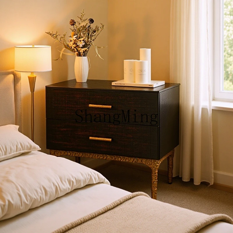 

ZYY home bedroom surprise expression bedside table retro medieval style bedside storage locker