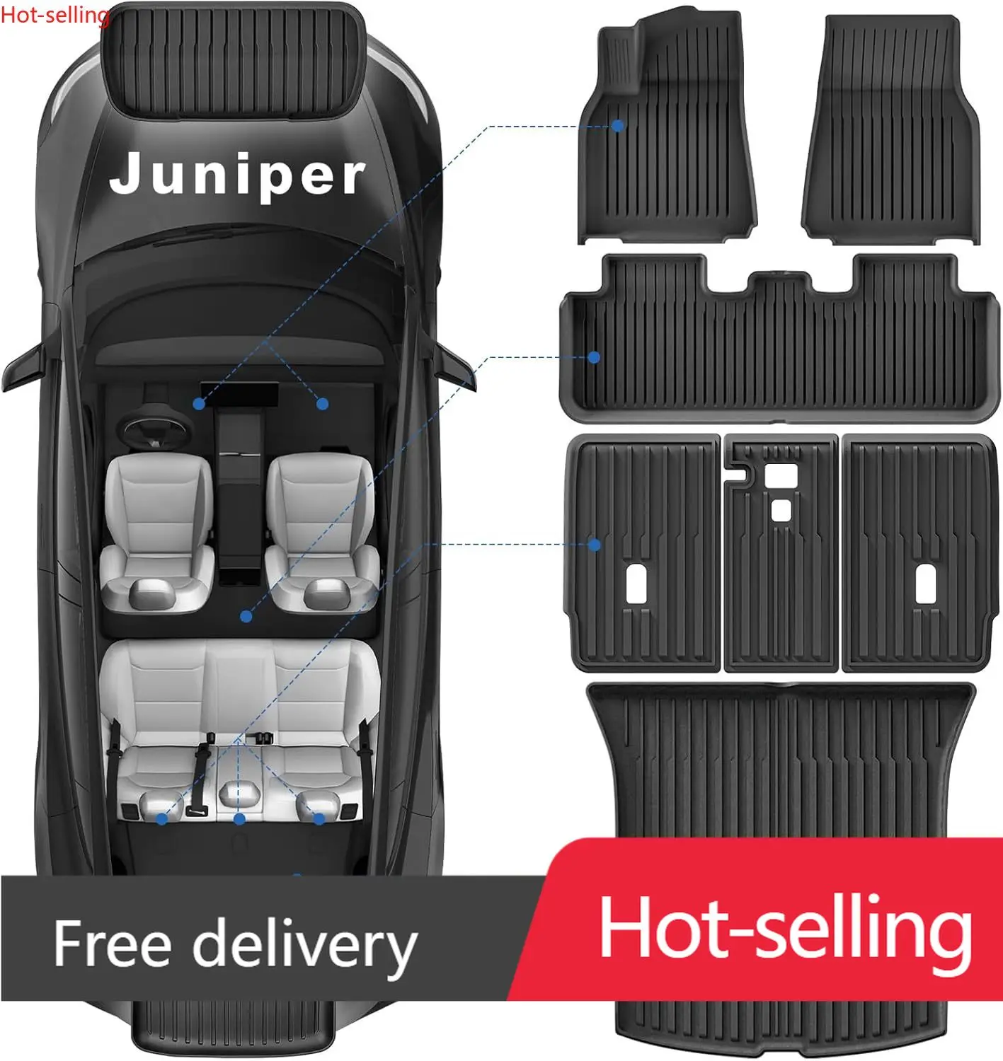 

Коврики на спинку сидений второго ряда, коврики для Tesla Model Y Juniper 2025 2026, 5 мест, всепогодные нескользящие передние и задние грузовые вкладыши