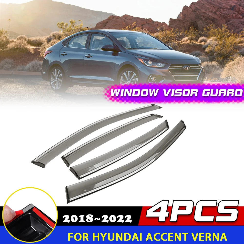 

Car Windows Visor for Hyundai Accent Verna Solaris Sedan 2018~2022 Awnings Rain Eyebrow Guard Cover Deflector Sticker Accessorie