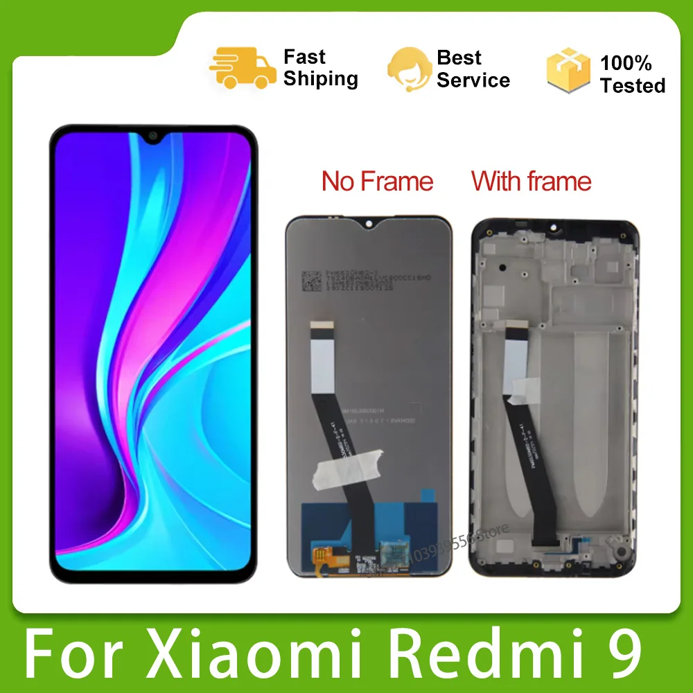 

6.53'' for Xiaomi Redmi 9 LCD Display Touch Screen Digitizer For Redmi9 LCD Replacement Parts with Frame M2004J19G M2004J19C