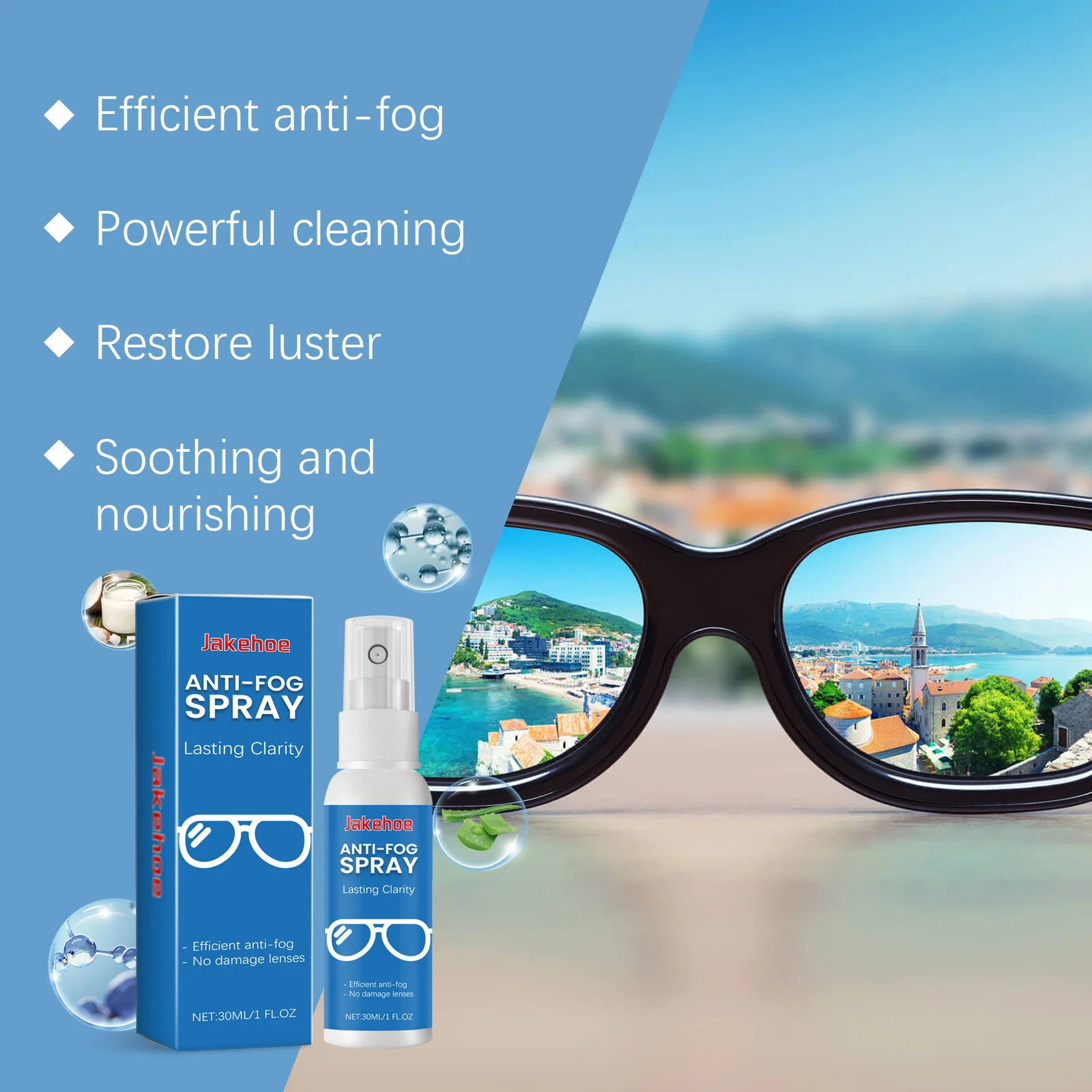 Glasses Lens Cleaner Spray Scratch Removal Portable Eyeglass Polish Oil Dirt Stain Cleaning Water Repellent Glass Polisher Spray