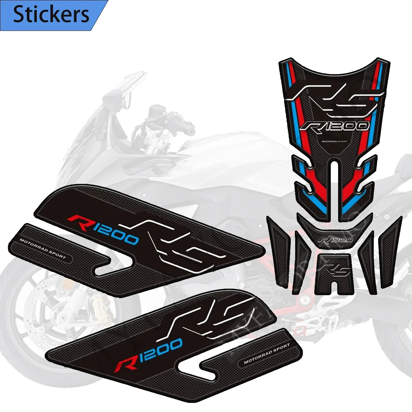 

Motorcycle Decals For BMW R1200RS R 1200 RS R1200 Tank Grips Pad Gas Fuel Oil Kit Knee Fish Bone Protector