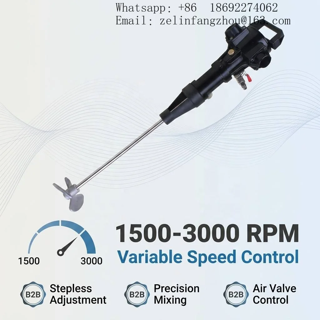 Pneumatic Disperser Air Mixer 1500-3000 RPM Variable Speed Explosion Proof Paint Ink Chemical Mixer Stainless Steel Pro