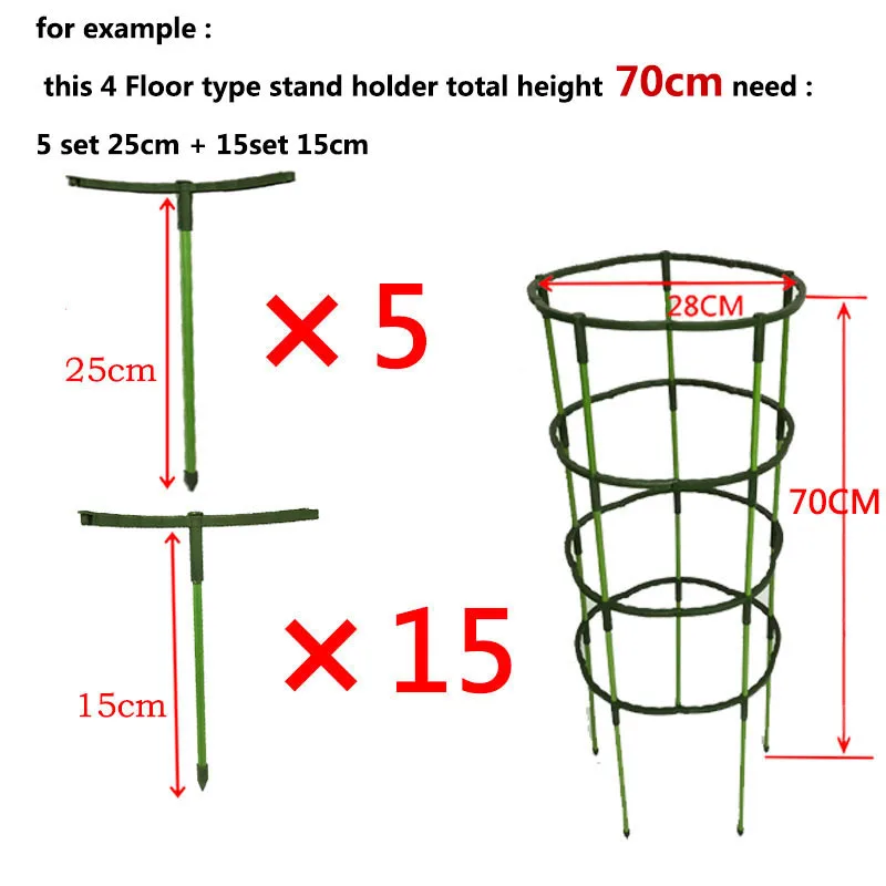 15cm 25cm Plastikowa klatka na rośliny kwiatowe Stojak na kratkę Półokrągły ogród Zielony dom Sad Pręt mocujący Narzędzie do bonsai