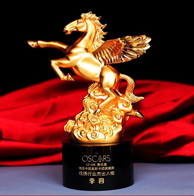 

2020 Customize Custom Business propitious ART-Home company efficacious Mascot fortune HORSE FENG SHUI gilding statue Trophy