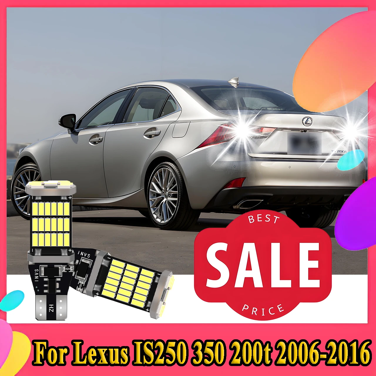 

2PCS Canbus Car LED Reverse Light 6000K CSP Chips Plug and Play For Lexus IS250 350 200t 2006-2015 2016 BackUp Lamp Error Free
