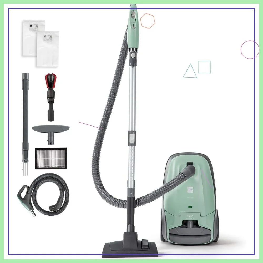

Pet-Friendly Lightweight Bagged Canister Vacuum with HEPA Filter, Telescoping Wand, Retractable Cord & 2 Tools