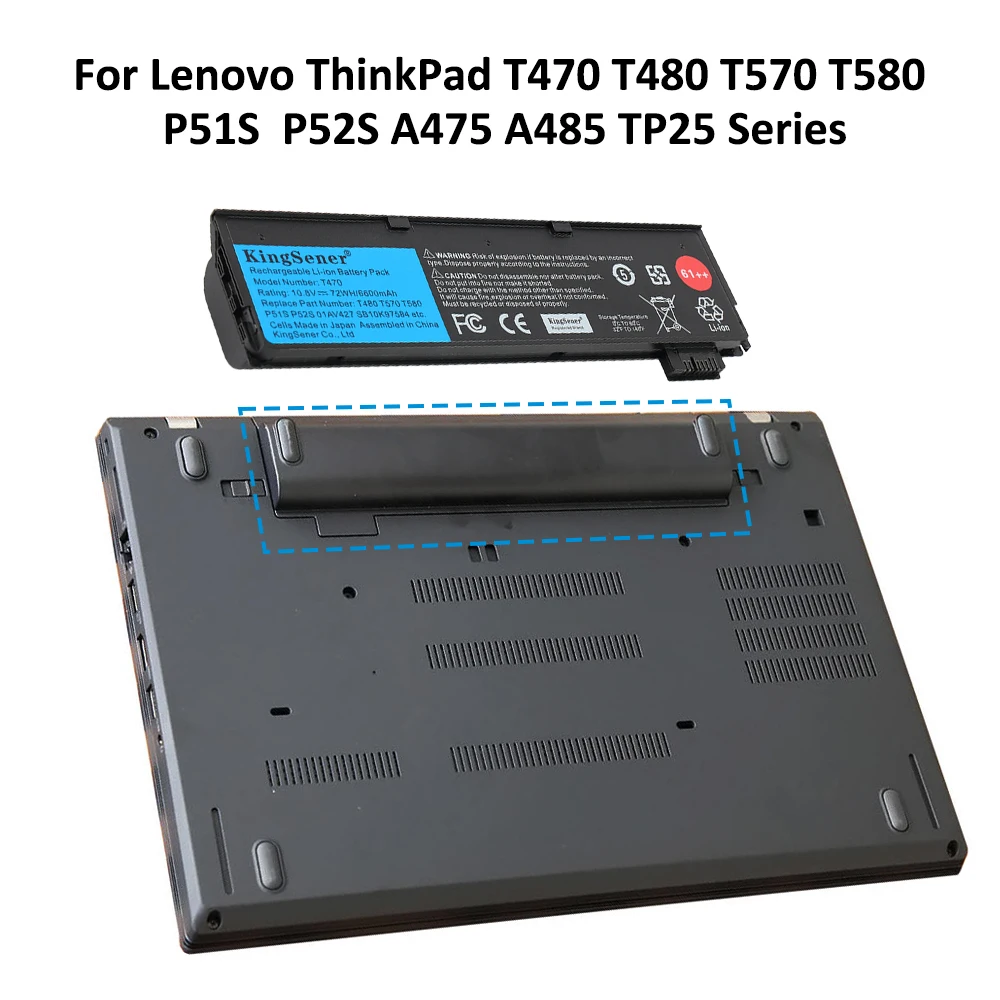 KingSener 01AV427 01AV428 Laptop-Akku für Lenovo ThinkPad T470 T480 T570 T580 P51S P52S 01AV423 SB10K97580 61++ 10,8V 6600mA – Detail 6