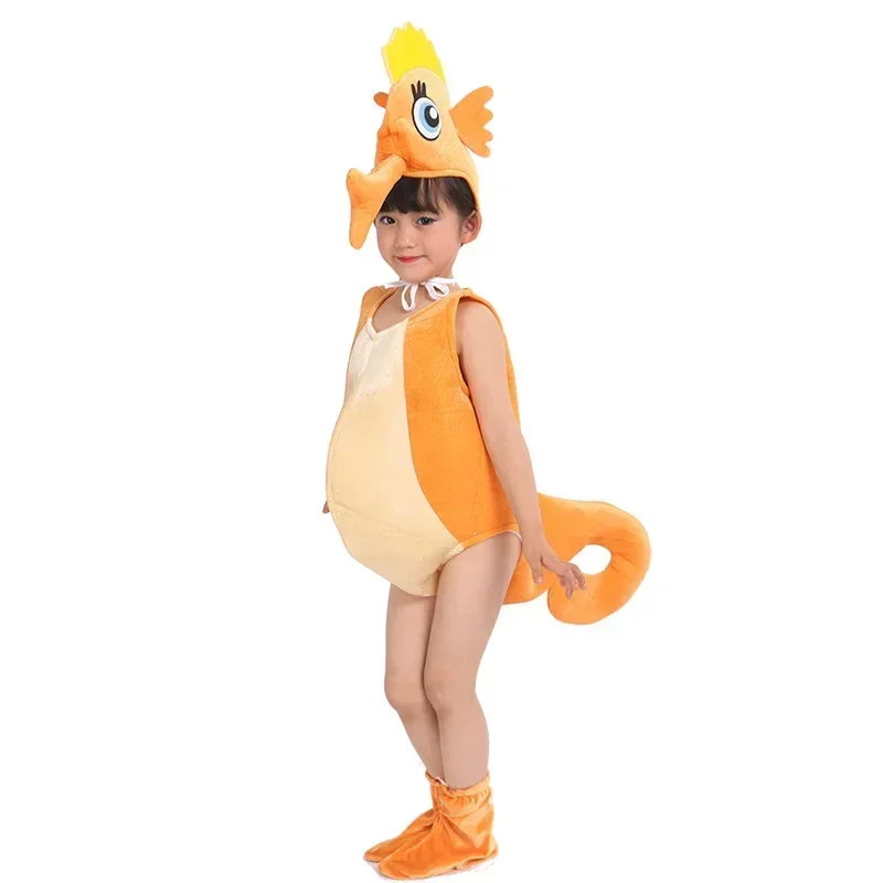 Crianças criança azul laranja roxo hipocampo cavalo marinho cavalo marinho cosplay traje para festa de halloween macacões animais roupas