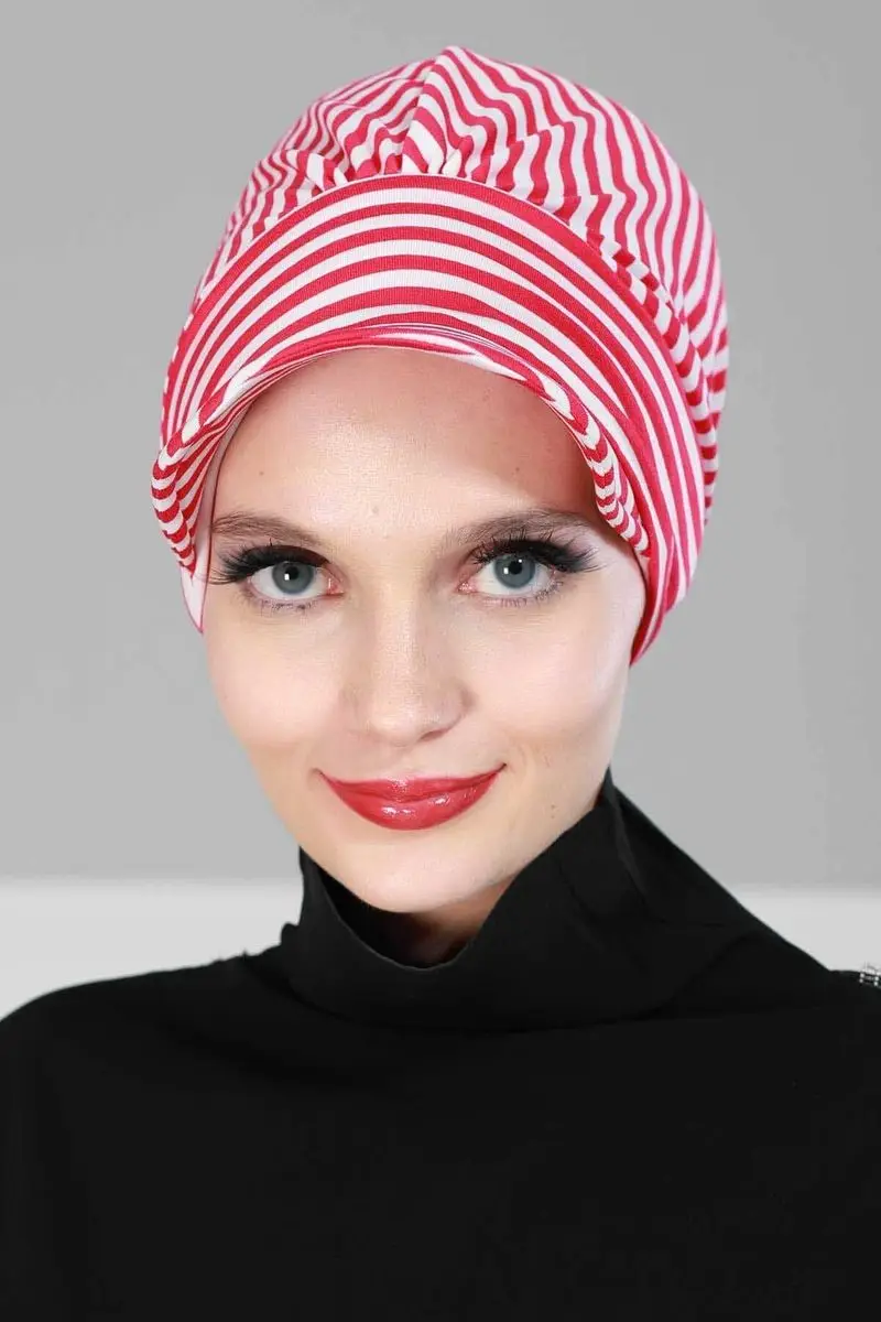 Combed striped Bone fuchsia striped cap