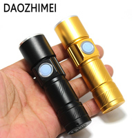 Mini USB Handy Powerful LED Flashlight Rechargeable Torch usb Flash Light Bike LED Zoomable Lamp For Hunting