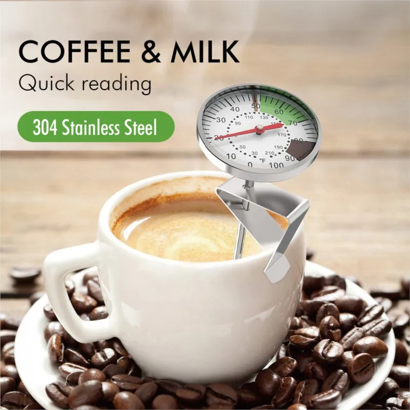 Stainless Steel Coffee Temperature Meter 0~100℃ Probe Thermometer for Coffee Pot Milk Frothing Jug Cafe Kitchen Measuring Tools