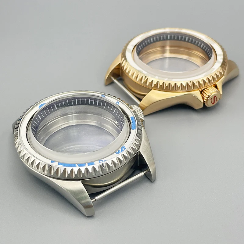 42mm SKX007 SRPD Watch Case and Band Transparent Back Cover Dome Double Sapphire Glass Fit NH35 NH36 7S 4R Crown at 3.0 oclock