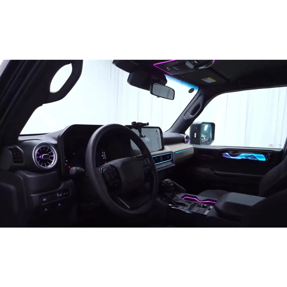 

64 цвета динамического окружающего освещения для Toyota Land Cruiser 250 LC250 Prado, аксессуары для обновления внутреннего светодиодного освещения