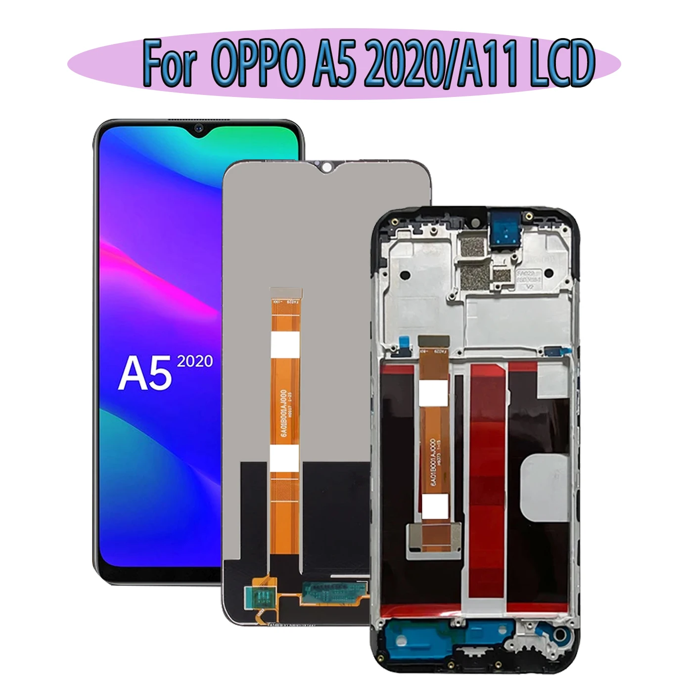 LCD Tested For Oppo A5 2020 Display CPH1933 CPH1935 Screen Touch Panel CPH1931 CPH1959 Digitizer Replacement Parts No/With Frame