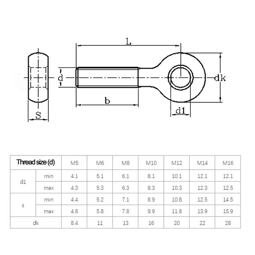 M5 M6 M8 304 Stainless Steel Ring Link Bolt Fisheye Eye Slip Hole Screw  Anti-corrosion Length：20/25/30/35/40/35/40/45mm~130mm
