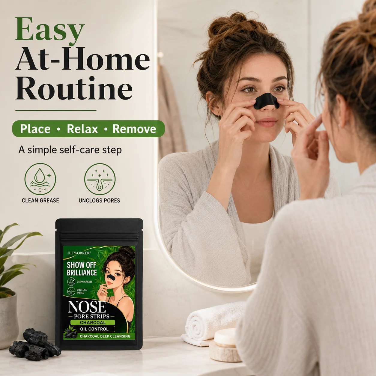 10/20pcs Nose Strips, Facial Care Nose Patches, Charcoal Design Nose Care Strips, Comfortable Fit, Easy to Use Daily Beauty Care