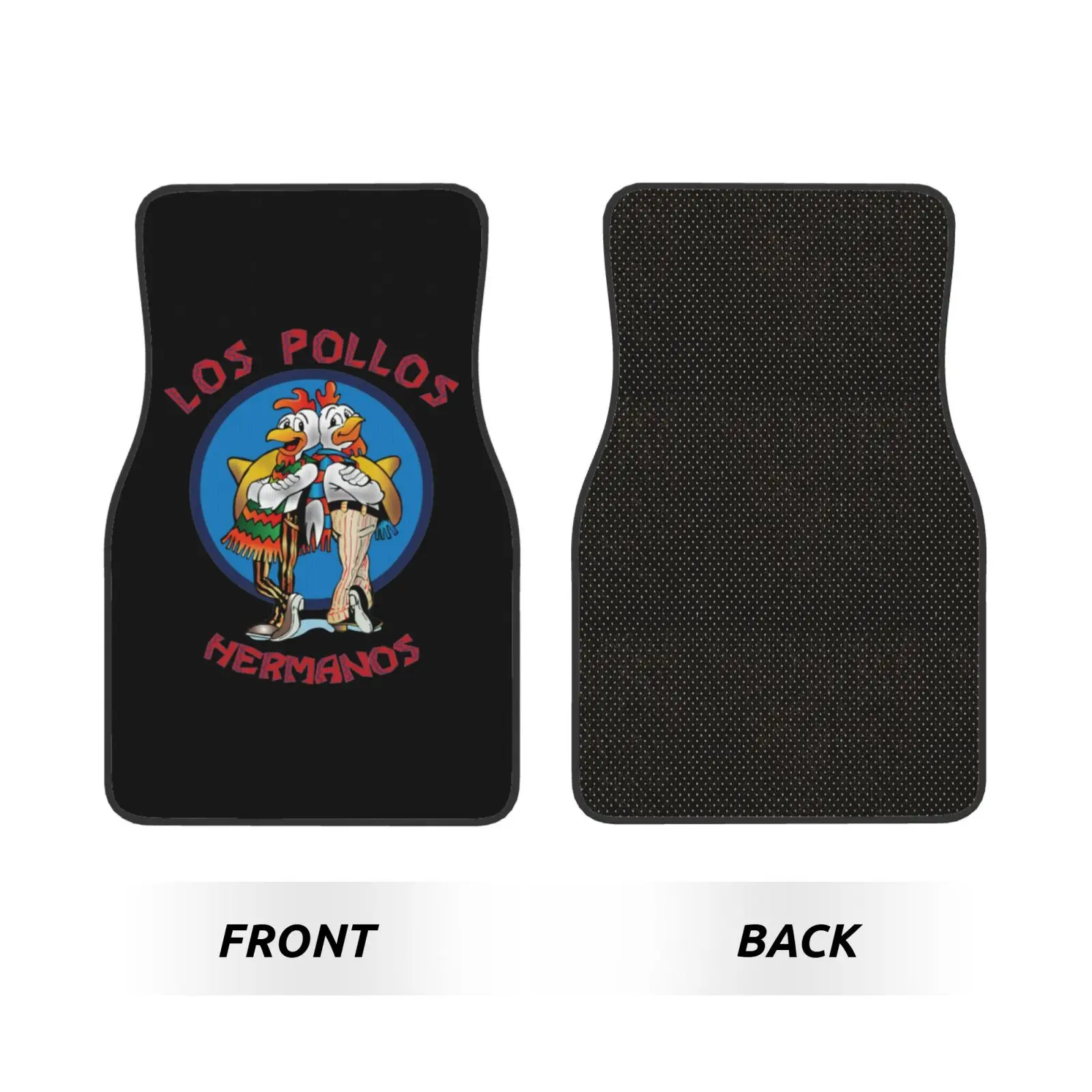 Funny Los Pollos Hermanos Print 4pcs Car Floor Mats Set of 4pcs Non-Slip Absorbent Polyester Foot Mats Auto Interior Accessories