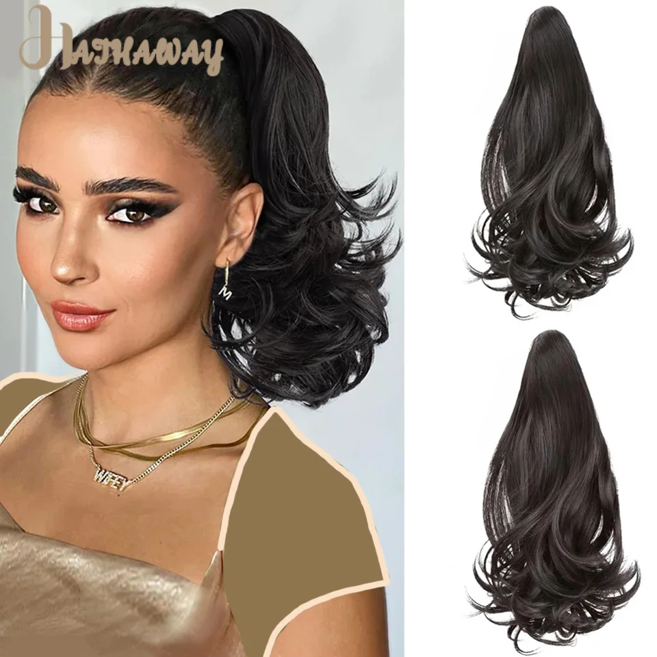 

High Ponytail Wig Female Synthetic Grasping Clip Ponytail Half Tied Ponytail Black Brown Daily Girl Wig Braid Female Daily Wear