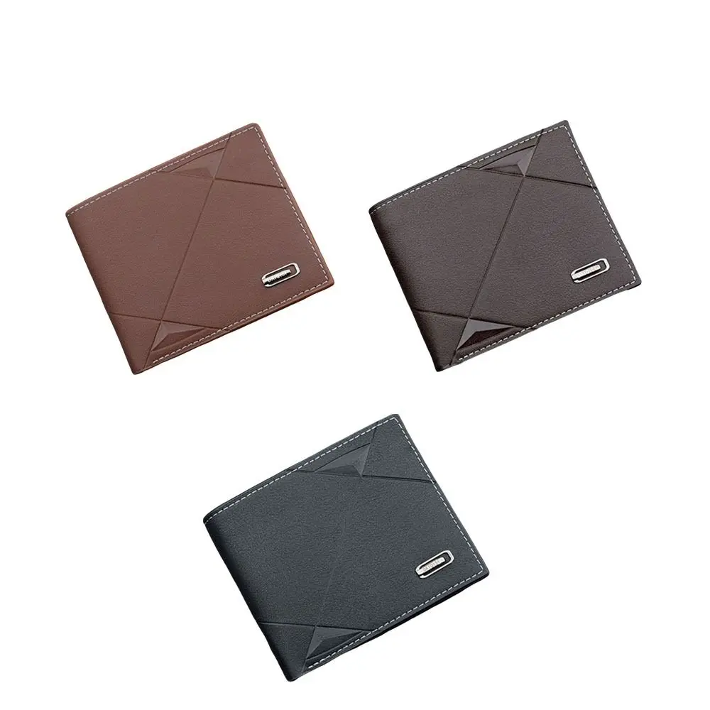 Portable Business Men's Short Wallet Pu Leather Casual Credit Card Holder Solid Color Cash Bag Male Bifold Wallet Gift