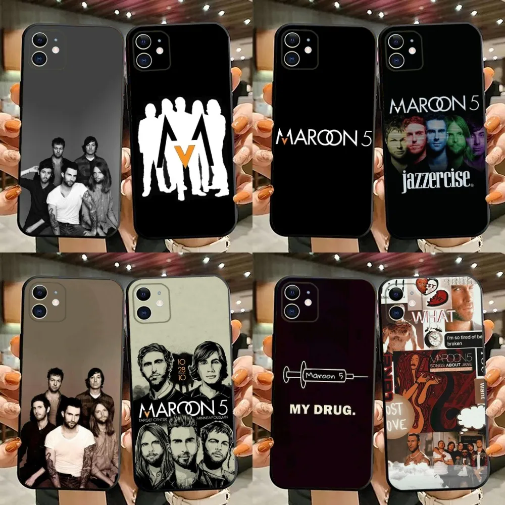 

Band M-Maroon 5 Phone Case For iPhone 15,14,13,12,11,Plus,Pro Max,XS,X,XR,SE,Mini,8,7 Soft Silicone Black Cover
