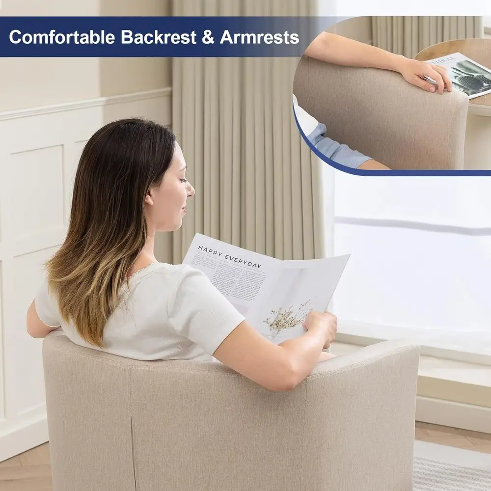 Pair of Modern Accent Barrel Chairs: Comfortable and Cozy for Living Rooms, Bedrooms, Reception Areas, and Cafes in Beige