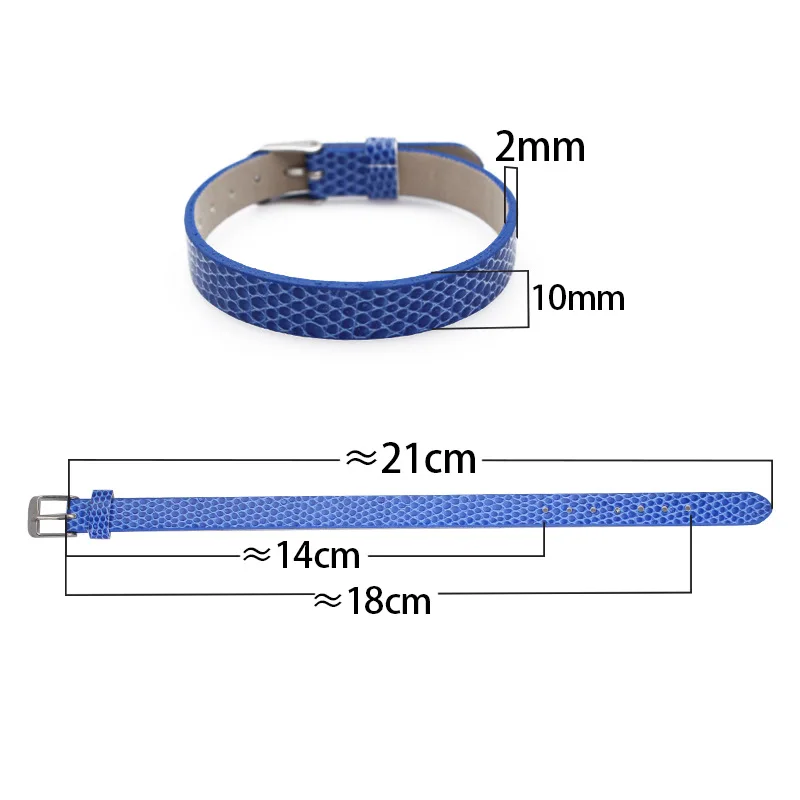 10pcs/lot 10MM Snake Skin PU Leather wristband bracelet 10x210mm fit for 10mm slide charms letters DIY Accessory