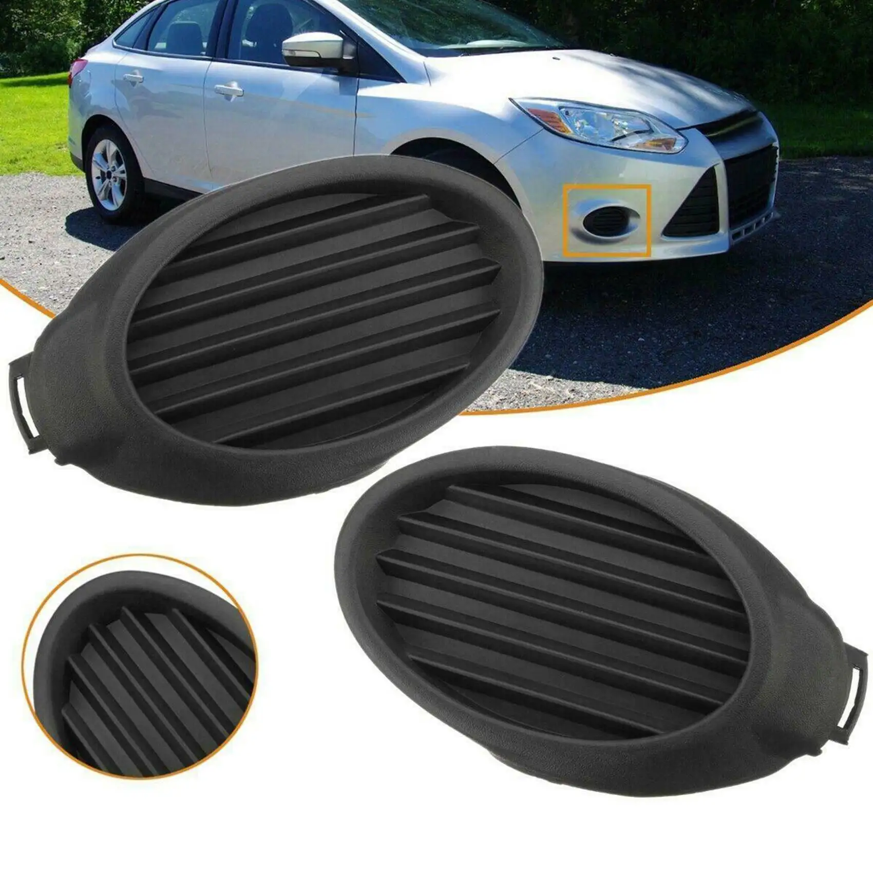 Black Car Front Bumper Fog Light Lamp Cover Grille Bezel CP9Z17B814A CP9Z17B814B Fit for Focus 2012 2013